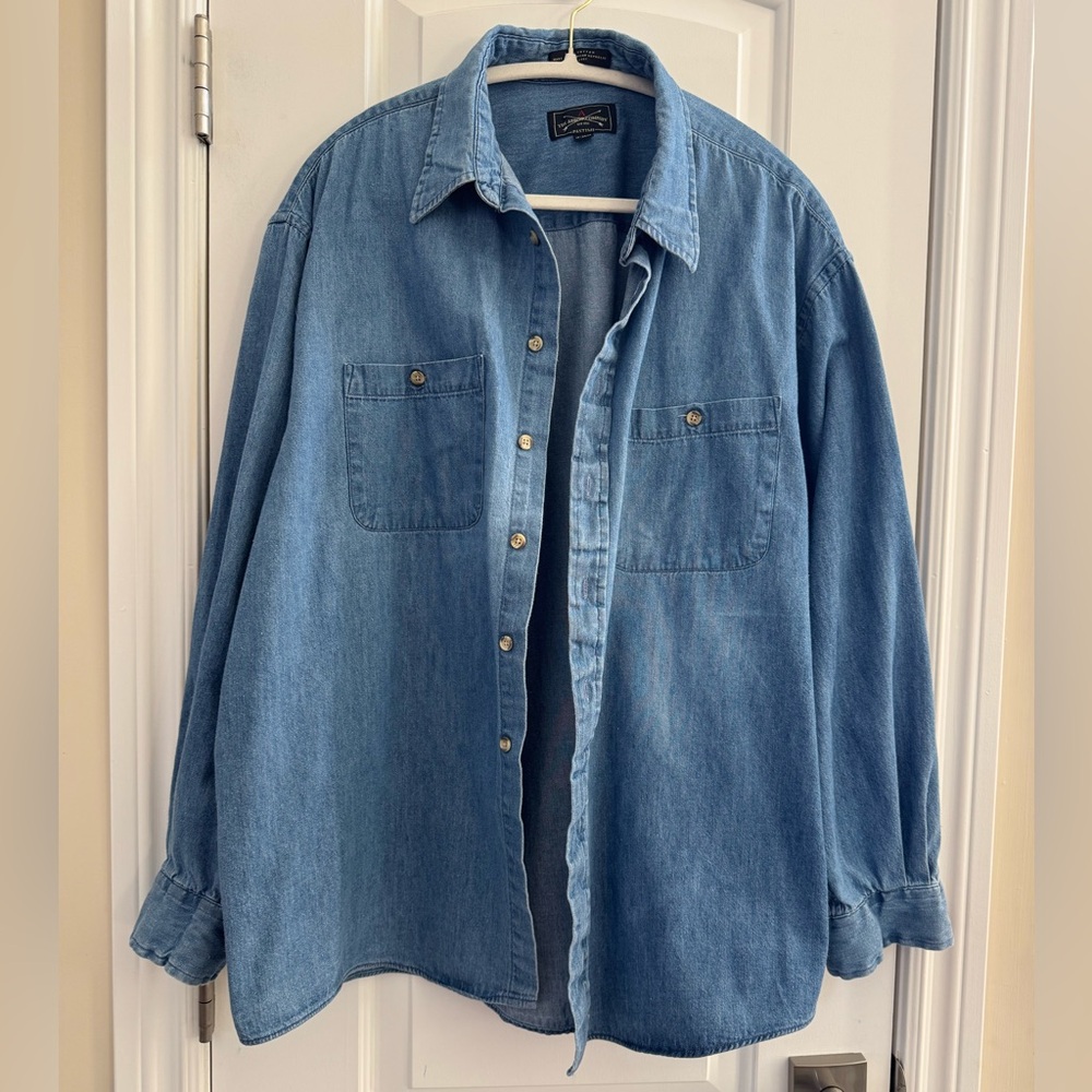 The Arrow Company Mens 100% cotton denim Button shirt 18 34/35 Western Classic